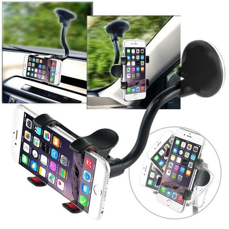 Insten Universal Car Mount Suction Phone Holder Dashboard Windshield Cradle For Cell Phone Smartphone Apple iPhone XS X 8 Plus 7 6 SE 5S iPod Samsung Galaxy S9 S9+ Plus S8 S7 J7 J3 LG Stylo 3 G6 V30