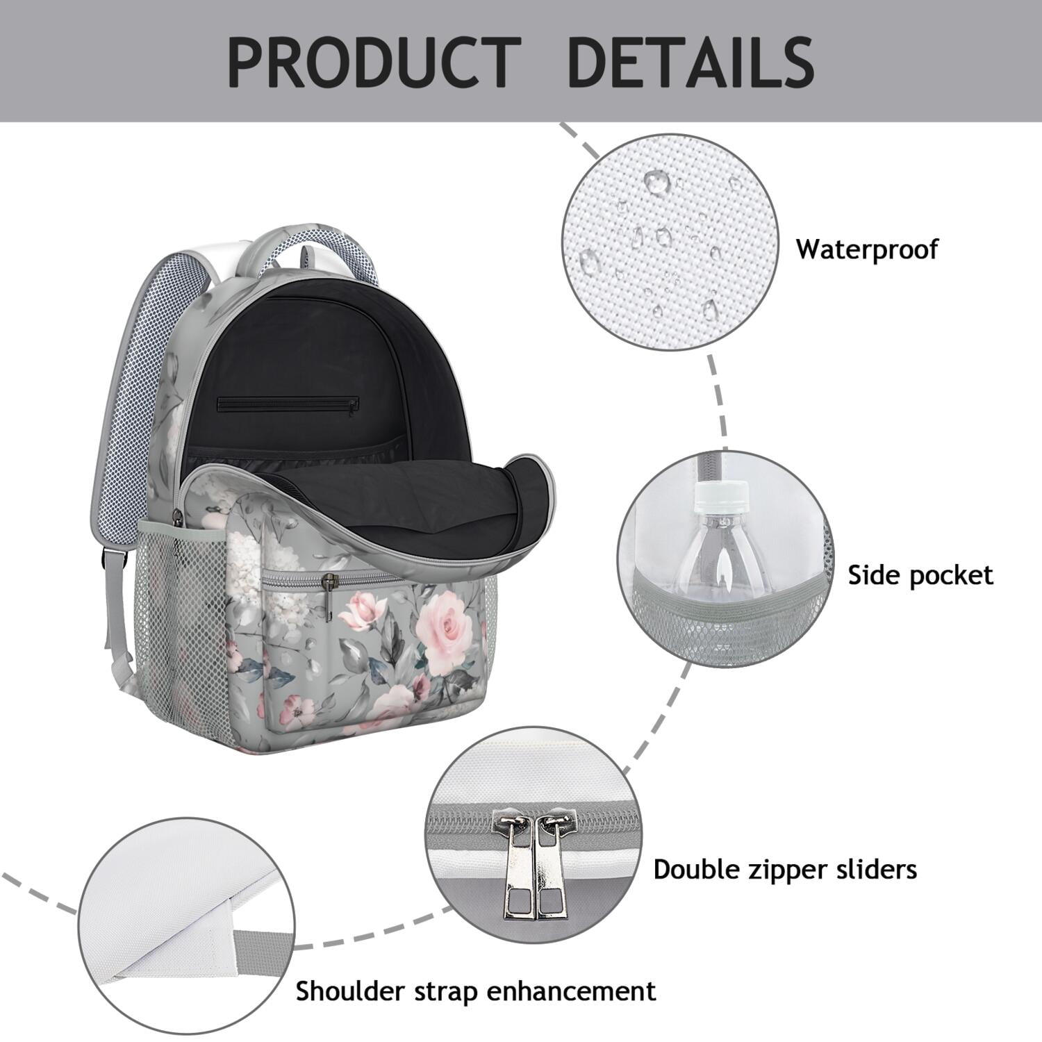 Rustic Farmhouse Floral Print Backpack - Breathable Student Backpack with Spinal Support