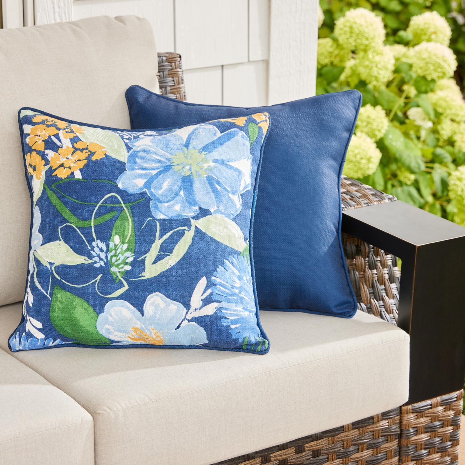 Better Homes & Gardens Blue Floral Outdoor Throw Pillow