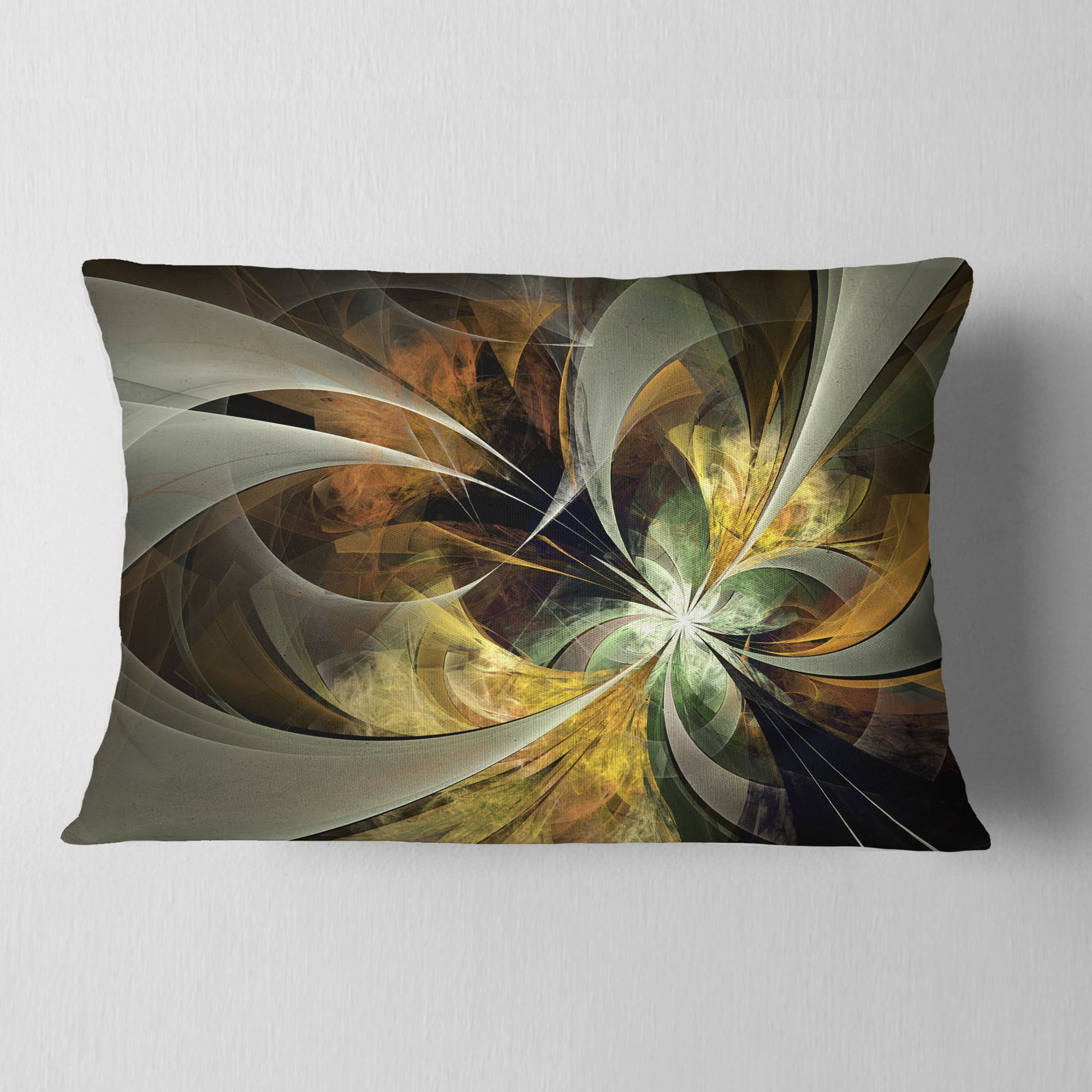 Designart 12" x 20" Contemporary, Modern Black Polyester Throw Pillow