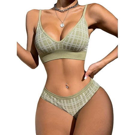 

ZWJHGIK Lingerie for Women Striped Bra and Panty 2 Piece Lingerie Set