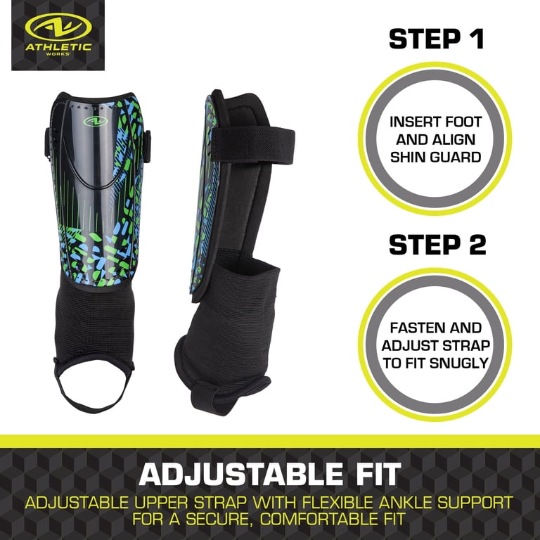 Athletic Works Kids Soccer Shin Guards Durable PP Shell for