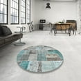 thumbnail image 4 of Ahgly Company Machine Washable Indoor Round Contemporary Grayish Turquoise Green Area Rugs, 4' Round, 4 of 7