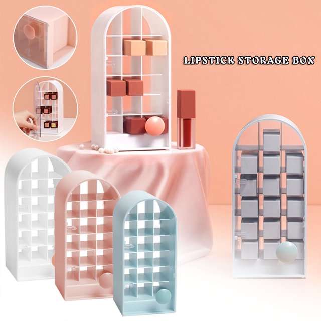 Vaidha 18 Capacity Lipstick Storage Box Desktop MakeUp Organiser Handle Design Shelf