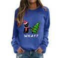 thumbnail image 1 of Gibobby Divertidas Sudaderas Sudadera con cuello en O con estampado navideño para mujer Cuello Rojoondo Fit Pullover Tops Casual Blusa suelta de manga larga (Azul, L), 1 of 4