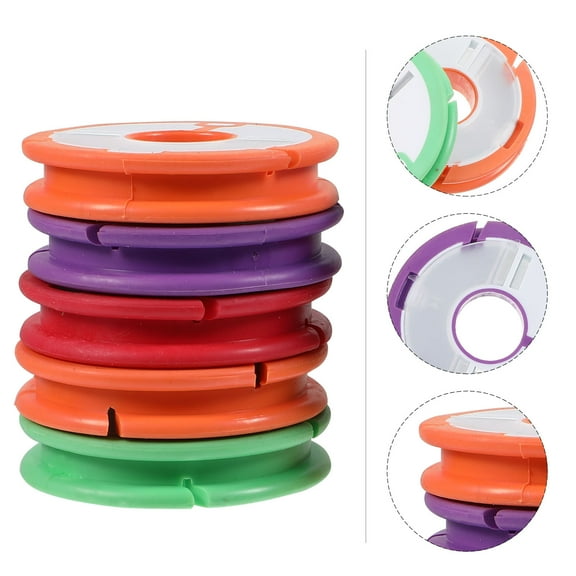 PAMINGONO Fishing Line Bobbin Spools 10Pcs Assorted Color Smooth Reeling Fishing Tool 2.2x2.2x0.4in