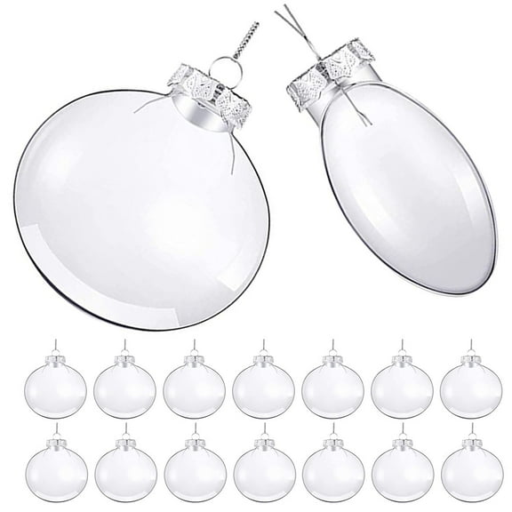 ELAYARD 20pcs Transparent Round Flat Ornaments Plastic Party Decoration for Christmas
