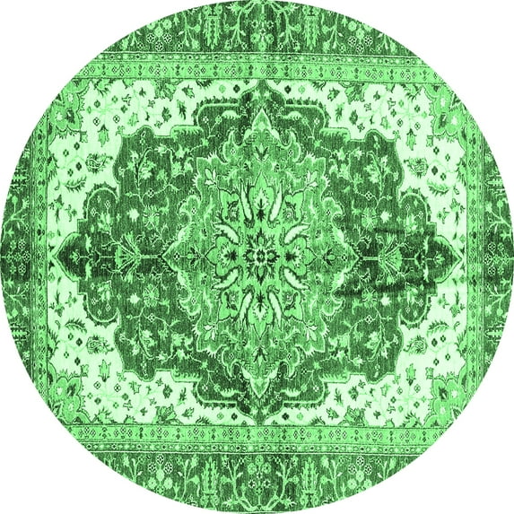Ahgly Company Indoor Round Persian Emerald Green Traditional Area Rugs, 6' Round