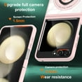 thumbnail image 4 of ELEHOLD Magnetic for Samsung Galaxy Z Flip 5 Case,Transparent Clear Anti-Yellowing Rotation Ring Holder Stand Compatible with Mag Safe Work with Magnetic Car Mount,Slim Shockproof Protection,Pink, 4 of 7