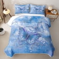 thumbnail image 2 of Homewish Dreamy Butterfly Quilt Full For Girls,Blue Oil Painting Full Bedspread Sets,3pcs, 2 of 7