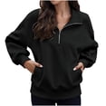 thumbnail image 3 of BangWanChi Oversized Hoodies for Women Long Fashion Women's Half Zip Sweatshirts Long Sleeve Casual Solid Color Pullover Clothes Stand Collar Sweatshirts Tops, 3 of 4