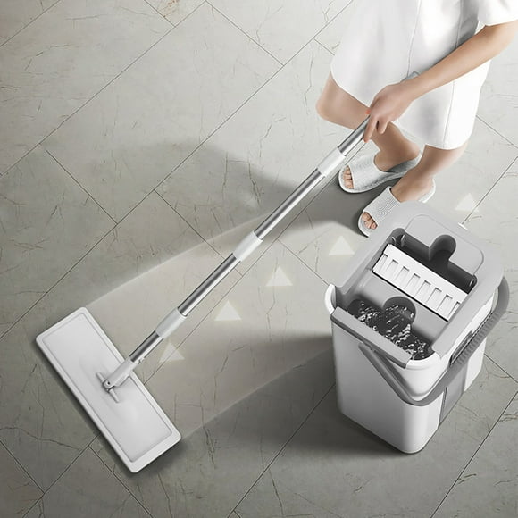 Meitianfacai Mop And Bucket With Wringer Set, Hands Flat Floor Mop And Bucket, Washable Microfiber Pads Included, Wet And Dry Use, Home Floor Cleaning System