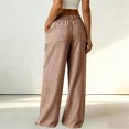 thumbnail image 6 of QGJZVUNL Button High Waist Trousers for Womens Striped Wide Leg Pants with Pockets Size 2XL, 6 of 6