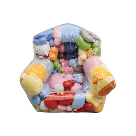 Multifunctional transparents PVC Bean Bag Storage Chair for and Soft Items Saves Space 105x90x90CM Large