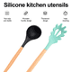 thumbnail image 3 of Juego de utensilios de cocina de silicona de 2 piezas, utensilios de cocina de madera fáciles de limpiar, utensilios de cocina antiadherentes, 3 of 5
