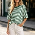 thumbnail image 4 of Guluxicc Women's Striped Beach Shirts Crew Neck 1/2 Sleeve Basic Tops for Summer Casual Outfits, 4 of 7
