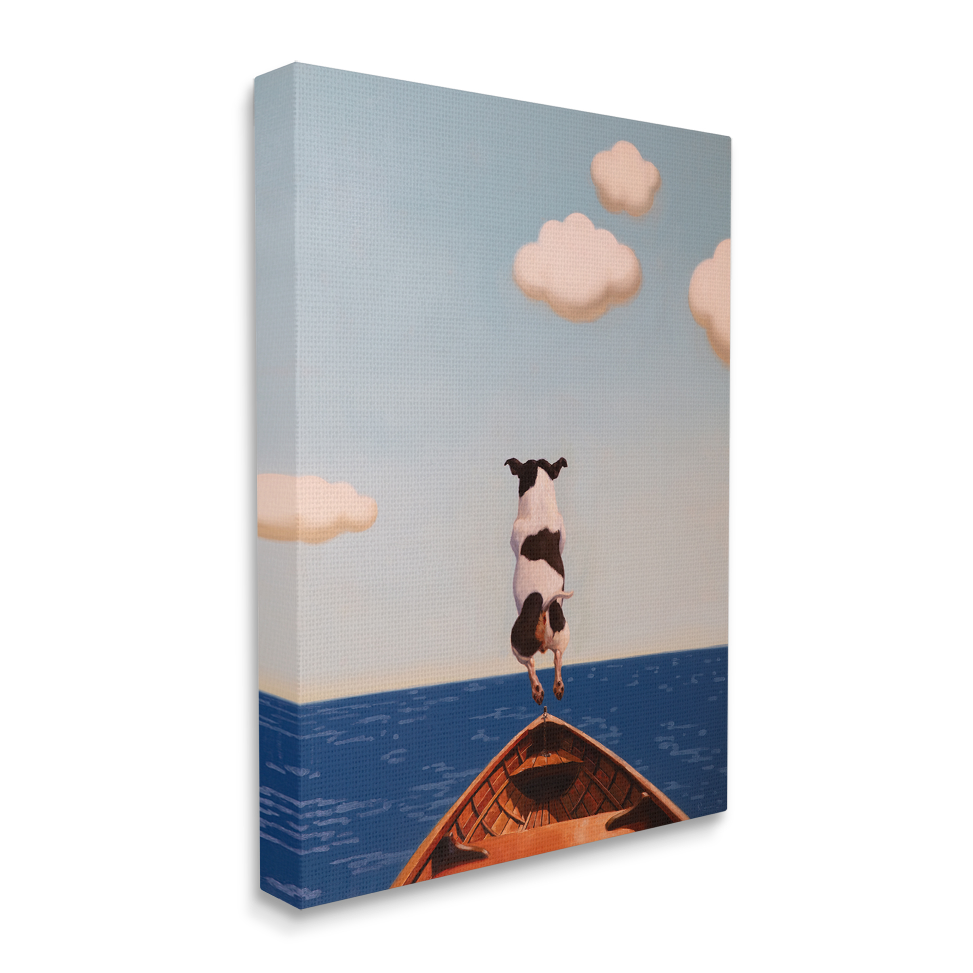 Stupell Industries Dog Jumping In Lake Animals & Insects Painting Gallery Wrapped Canvas Art Print Wall Art, 30 x 40