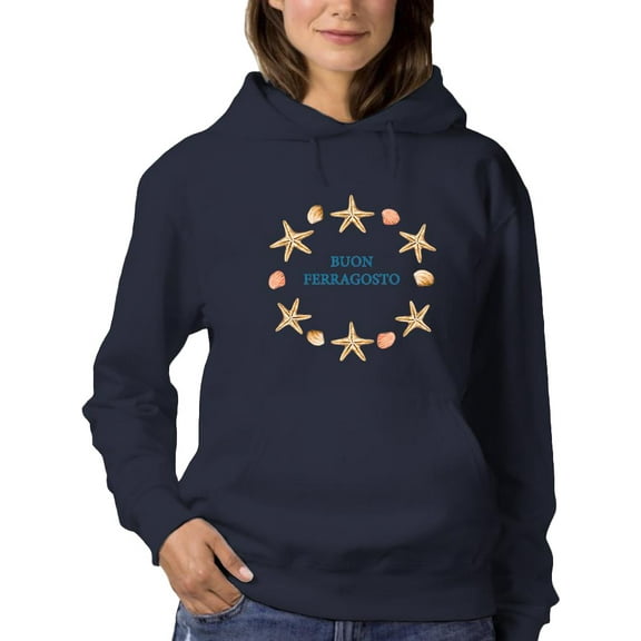 Buon Ferragosto Starfish Wreath Hoodie Women -Image by Shutterstock, Female 5X-Large