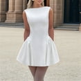 thumbnail image 2 of Women'S Summer Sleeveless Crew Neck Backless A-Line Mini Party Prom Dress White L, 2 of 8