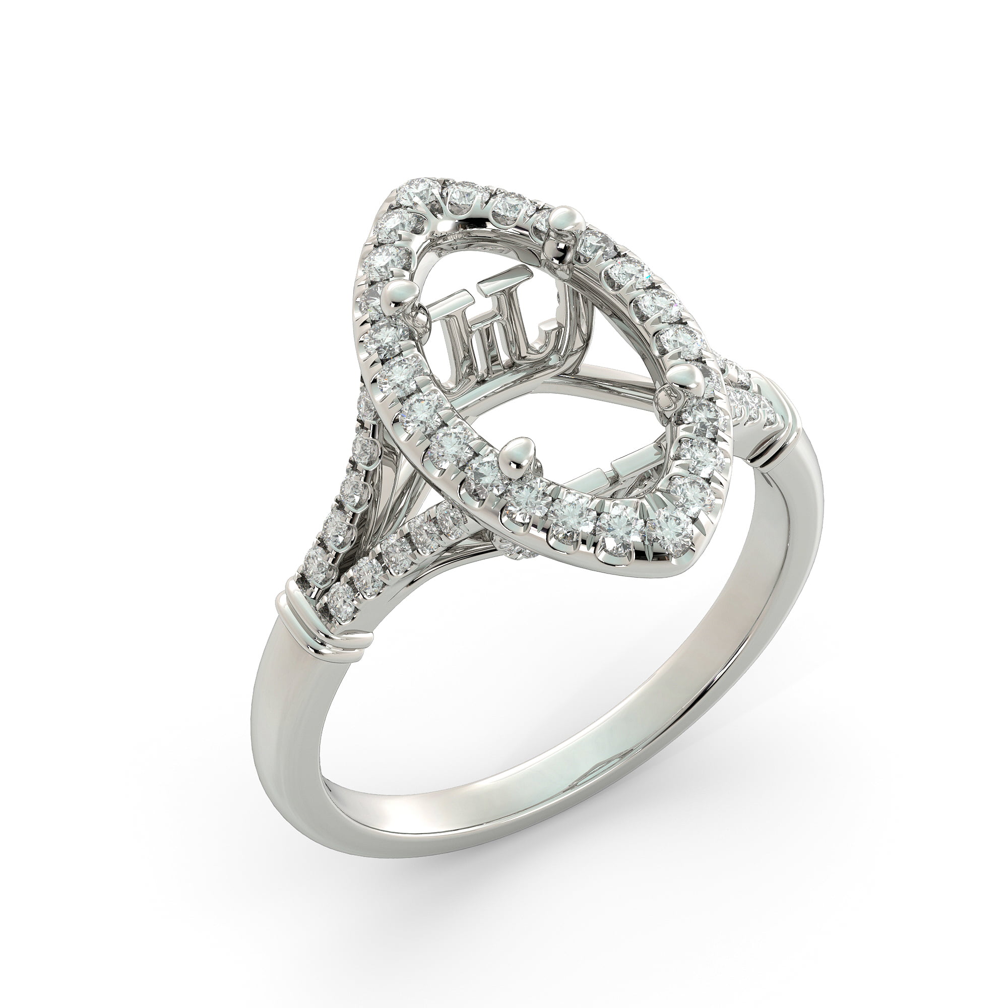Jandh Jewelers Marquise Semi Mount Vintage Round Diamond Halo Engagement Ring Platinum Walmart