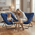 thumbnail image 4 of TANGJEAMER Folding Chair, Saucer Chair with Metal Frame, Comfy Moon Chairs for Bedroom, Living Rooms, Apartments, Garden and Courtyard (Blue), 4 of 8