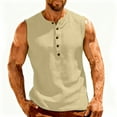 thumbnail image 3 of cocolona Summer Tank Tops for Men Fashion Solid Color Button Down Crew Neck Sleeveless Shirts Casual Blouses, 3 of 6