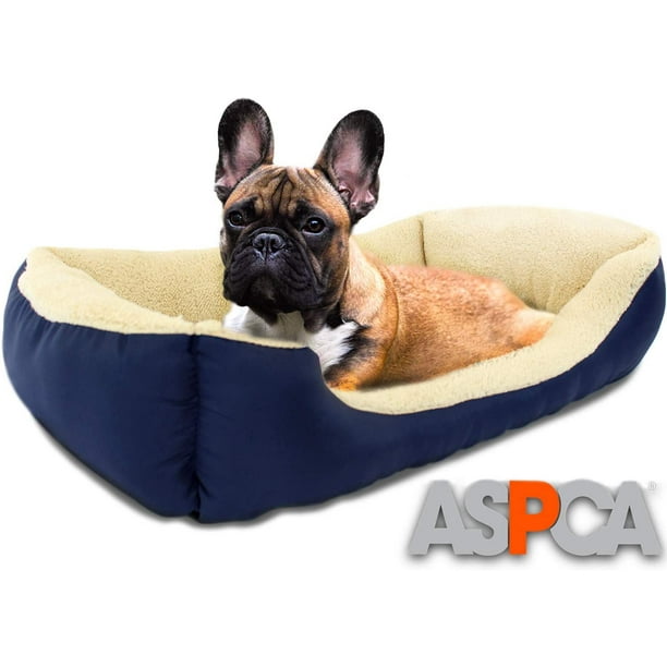 ASPCA Striped Cuddler Pet Dog Bed, Medium, Blue