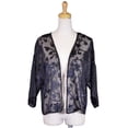 thumbnail image 2 of En Creme Brand Black Leaves and Flowers Appliques Sheer Net Short Kimono Jacket, 2 of 4