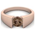 thumbnail image 1 of Bague de Mariage pour Femmes en Argent Sterling 925 avec Quartz Fumé Rond de 0,85 Ctw, Vermeil Rose, Solitaire et Tension, 1 of 3