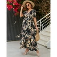 thumbnail image 4 of Women's Short Sleeve Maternity Dress Summer Floral V-Neck Ruffle Maxi Dress, 4 of 5
