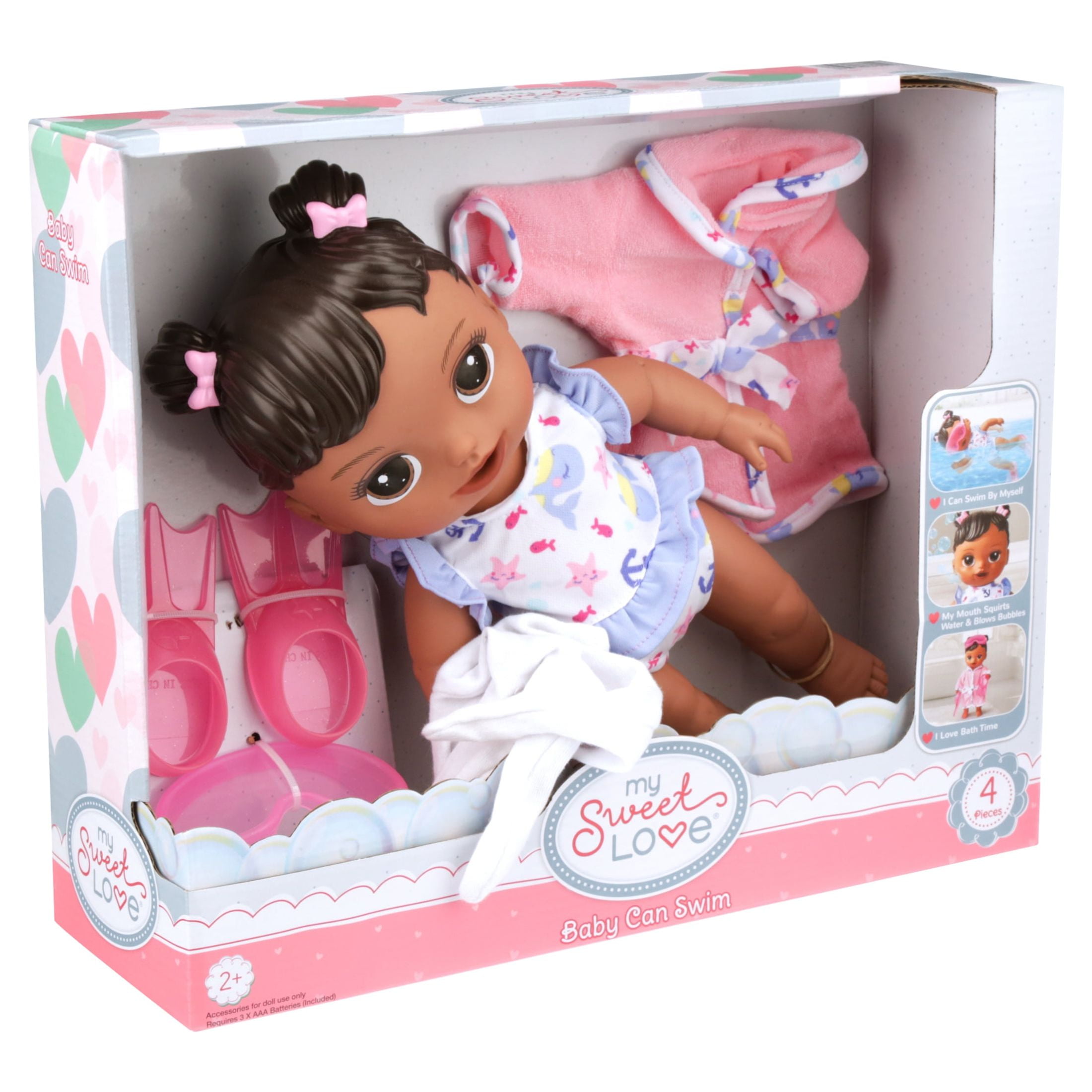 My Sweet Love Baby Can Swim Toy Set 4 Pieces African American
