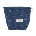thumbnail image 1 of Bolsos de mano ligeros únicos 1 Pc Clutch Corazón Lazo Pequeña Bolsa de Maquillaje para Vacaciones Lona Azul Oscuro, 1 of 6