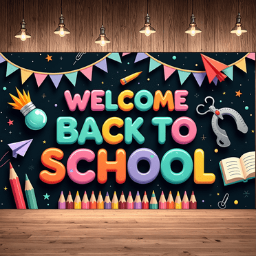 Colorful Theme Welcome Back to School Decorative Banner for Classroom Decoration School Event Kids