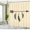 thumbnail image 4 of Travel Shower Curtain, Traditional Greek Design Holiday Summer House with Flowers Window Image, Cloth Fabric Bathroom Decor Set with Hooks, Navy Blue, 4 of 4
