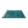 thumbnail image 2 of Ahgly Company Machine Washable Indoor Square Oriental Turquoise Blue Industrial Area Rugs, 7' Square, 2 of 4