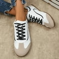 thumbnail image 3 of Rokment Womens Vintage Color Block Running Walking Shoes Skateboarding Fashion Sneakers Retro Suede Leather Patchwork Skate Flat Casual Tennis Shoes Beige Size 6, 3 of 7