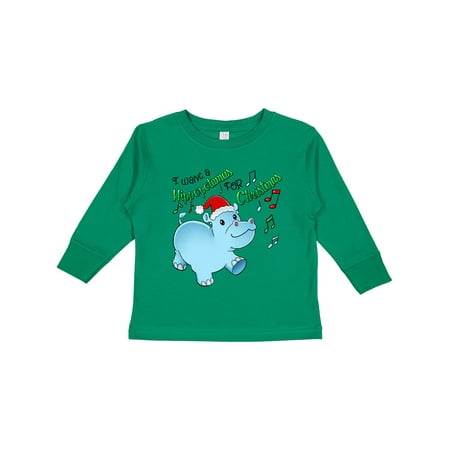 

Inktastic I Want a Hippopotamus for Christmas Hippo in Santa Hat Gift Toddler Boy or Toddler Girl Long Sleeve T-Shirt