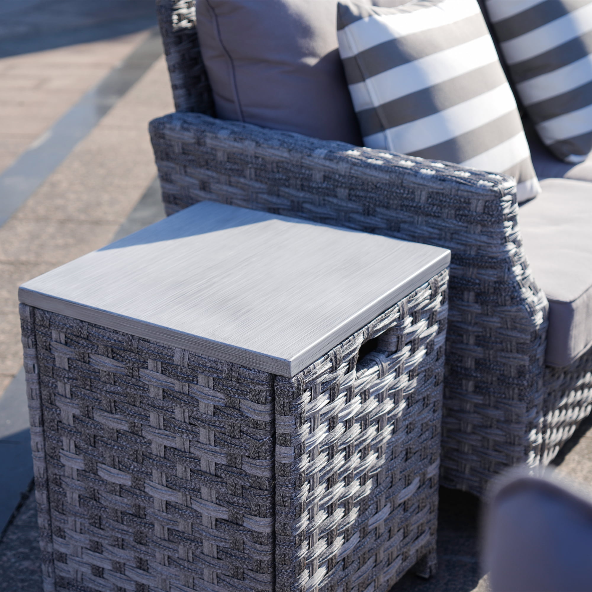 Abrihome Patio Wicker Classic Gas Fire Pit Sets for Garden in the Outdoor