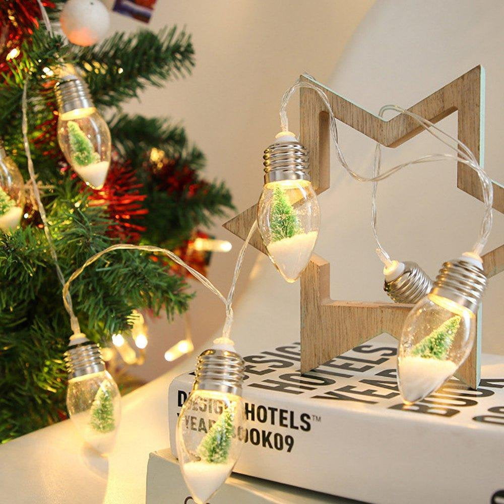 Guirlande Lumineuse Noël Père Noël - 10 LED - 1,8 M - Minuterie 6h/18h - Sur Piles - Décoration Intérieur - 7