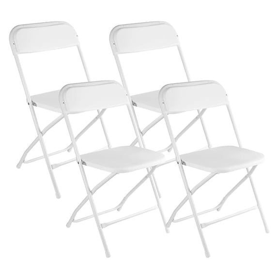 4 Pack White Folding Chairs, Portable Stackable Foldable Chair,Indoor Outdoor Plastic Folding Chair for Events/Office/Home/Wedding/Party, 400lbs Capacity