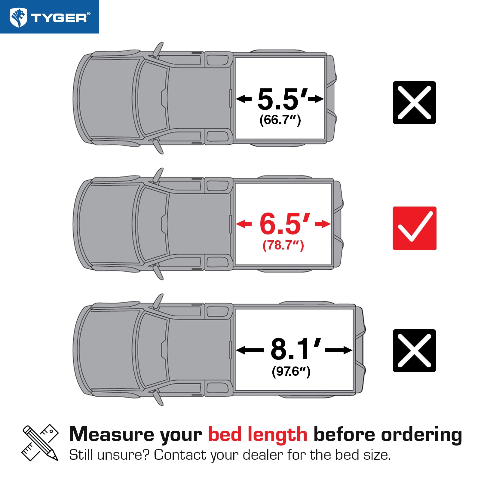 Tyger Auto T1 Soft Roll-up Truck Bed Tonneau Cover Compatible with 2007-2013 Toyota Tundra | 6.5' (79") Bed | TG-BC1T9039