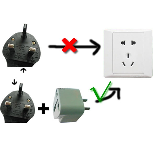 Universal Travel AC Wall Power Adapter China and UK Plug to US Plug Socket