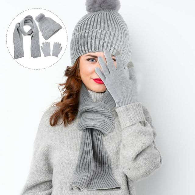 ADDHAT 1Jgo Conjunto Mujer Gorro Y Bufanda Oscuro Calentador Para Uso Diario
