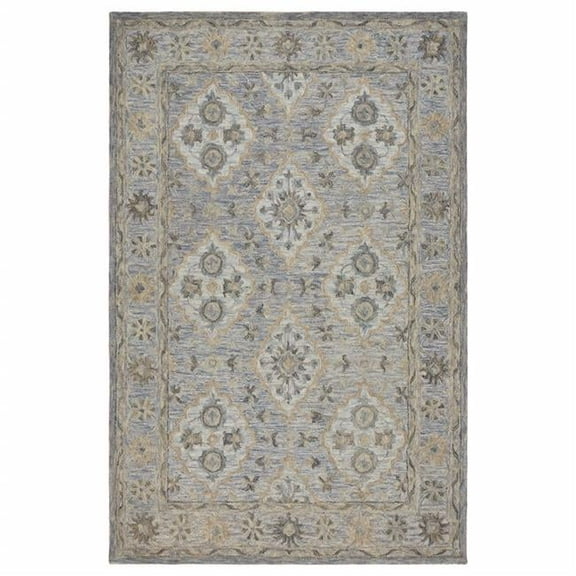 5 x 8 ft. Blue & Tan Traditional Area Rug