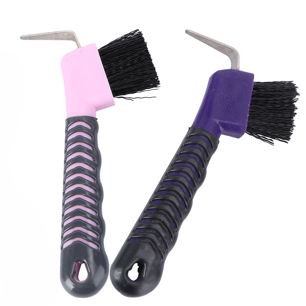 NUOLUX 2PCS Grip Hoof Pick Horse Hoof Hook with Brush for Horse Hair