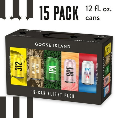 Goose Island Flight Pack Craft Beer Variety Pack, 15 Pack Beer, 12 fl oz Aluminum Cans, 7% ABV