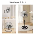thumbnail image 4 of Ventilador De Pedestal Piso Pared 3 En 1 Con Intensidad Flujo Aire Ajustable Industrial Casa Oficina Hogar Metalico Aspas Metal 18 Altura Negro Color De Las Aspas Plata Acero Inoxidable, 4 of 11