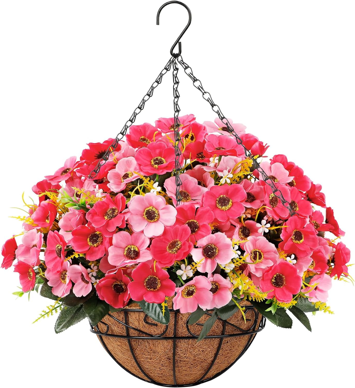 Hanging Baskets with Artificial Flowers,Outdoor uv Resistant