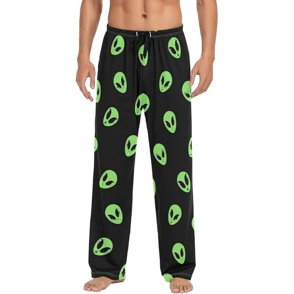 SKQIT Men's Pajama Pants Soft Comfy Sleep Lounge Pants Cartoon Alien Pjs Bottoms with Pockets
