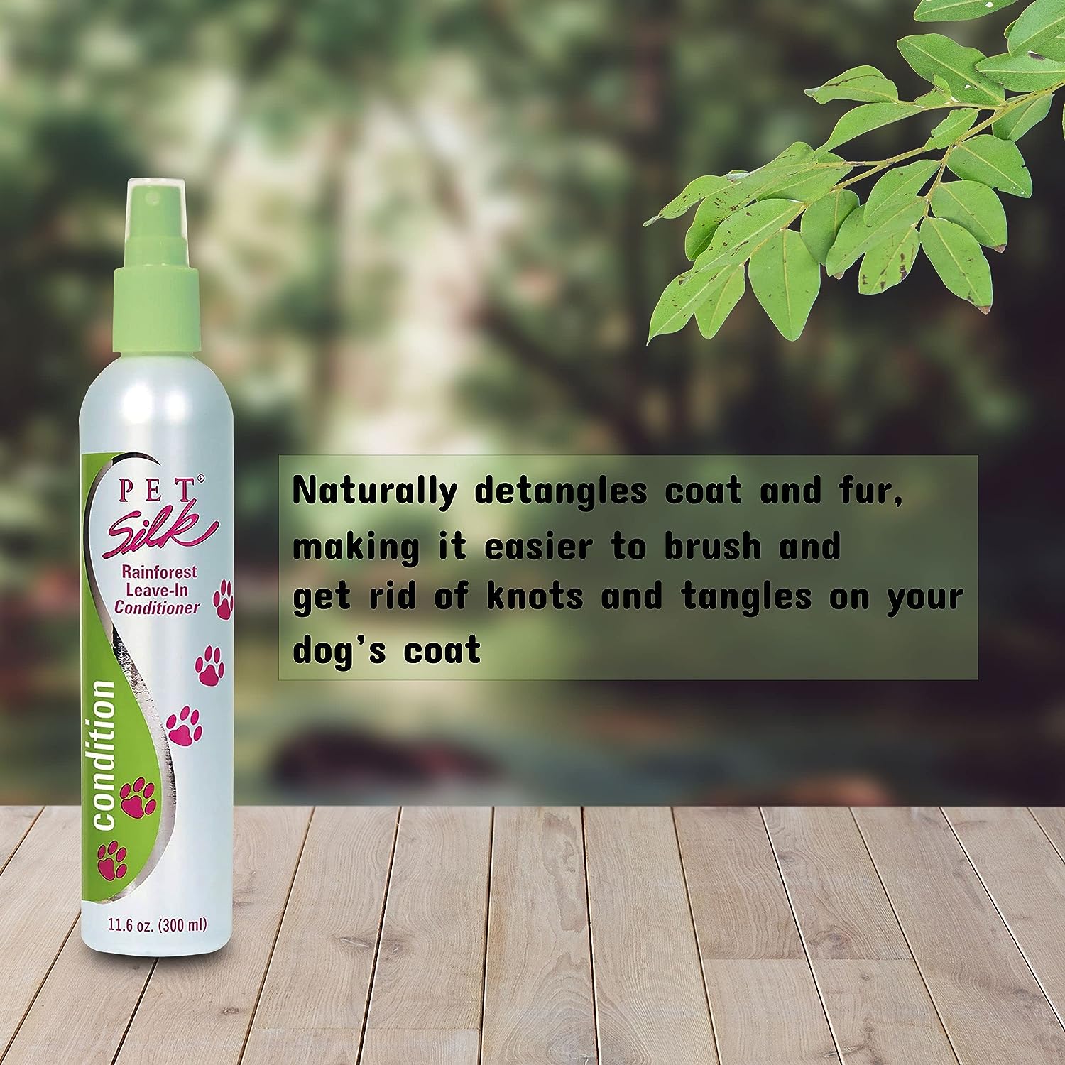 Pet Silk Conditioner for Pets, Leave in, Perfect for dry skin, Rainforest Scent, 11.6 Ounces
